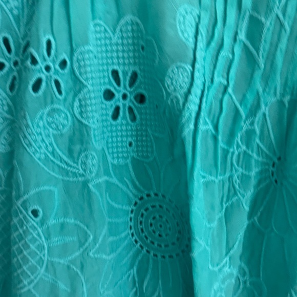 Johnny Was Turquoise Embroidered Button-Front Tunic - Picture 3 of 5